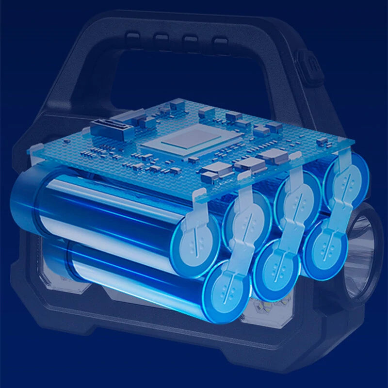 LED+COB/SMD Portable Strong Camping Light USB Charging Solar LED Handheld Flashlight Multifunctional Power Display With Side Light for Mountaineering Hiking Work Torch