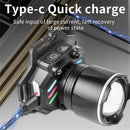 IPRee Dual Light Source Zoomable LED Headlight with Sensing Control Function Long-Range LED Headlamp Outdoor Long Endurance Strong Head Light Searchlight