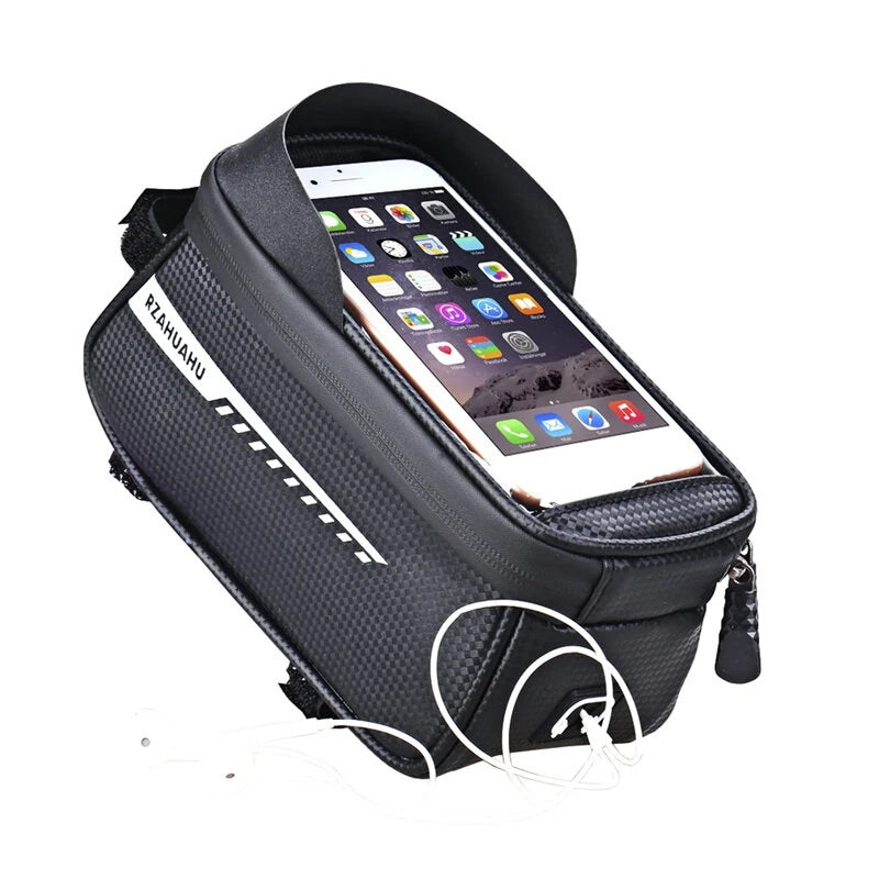 RZAHUAHU Bicycle Bag Frame Front Tube Cycling Bike Phone Mount Bag Waterproof Phone Case Holder 6.5 Inches Touchscreen Bag Accessories with Reflective Strip