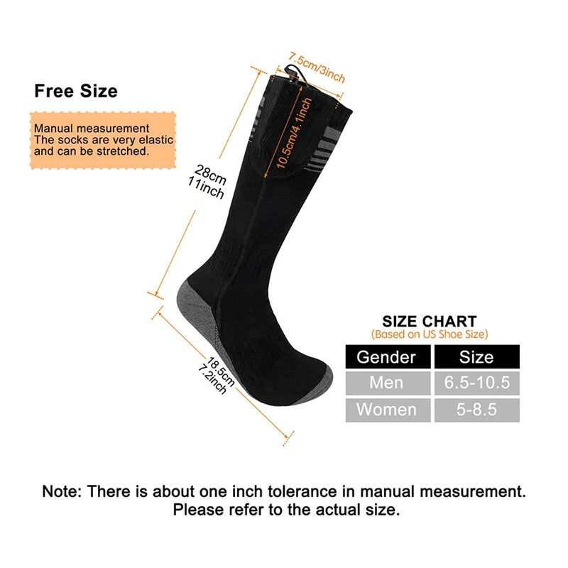 TENGOO 1 Pair Unisex Heated Socks With USB Thermal Insulated Socks Winter Electric Heating Socks Outdoor Spots Heated Boot Camping Skiing Socks