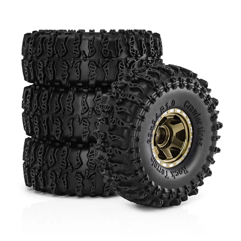 4PCS Upgraded 1 Inch Aluminum Alloy Blade Wheels JC Tire for TRX4M SCX24 FMS24 1/18 Climbing Rock Crawler RC Cars Vehicles Models Spare Parts Accessories