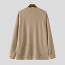 INCERUN Mens Knit V-Neck Long-Sleeve Cardigan Solid Color Comfortable Versatile Men Clothing Fashion Outwear