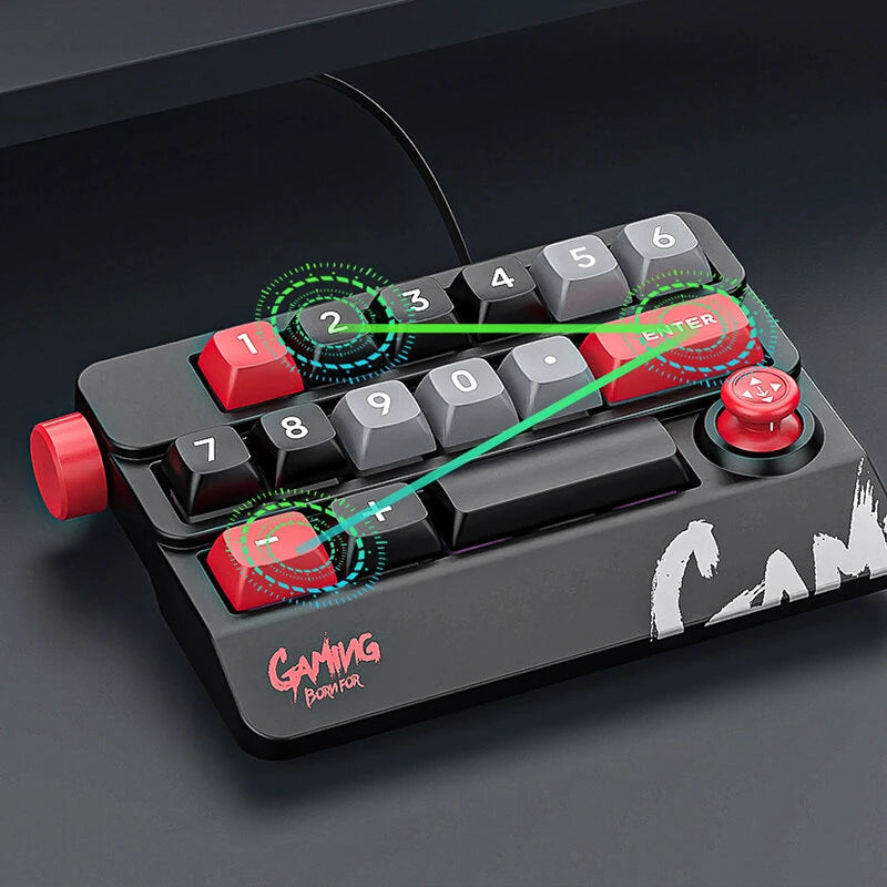 MKESPN K809 19-Keys Wired Rocker Knob Mechanical Gaming Keyboard Hot Swappable RGB Type-C Programmable Numeric Gaming Keypad Mechanical Macropad Numpad