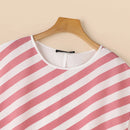 ZANZEA Women Striped Printed T-shirt Fashion Short Sleeve Tee Holiday Summer Holiday Belted Design Casual Simple Tops