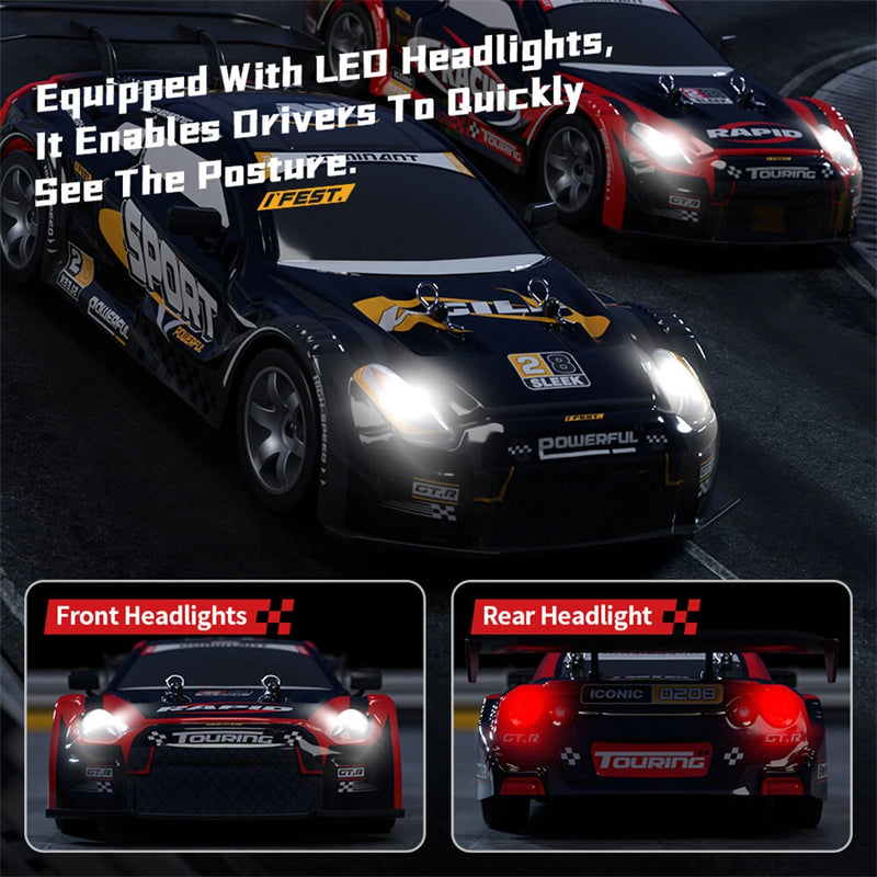 HW Y1806 RTR 1/16 2.4G 4WD Drift RC Car High Speed Racer LED Light Radio Control On-Road Racing Vehicle Model Boys Gifts Toys