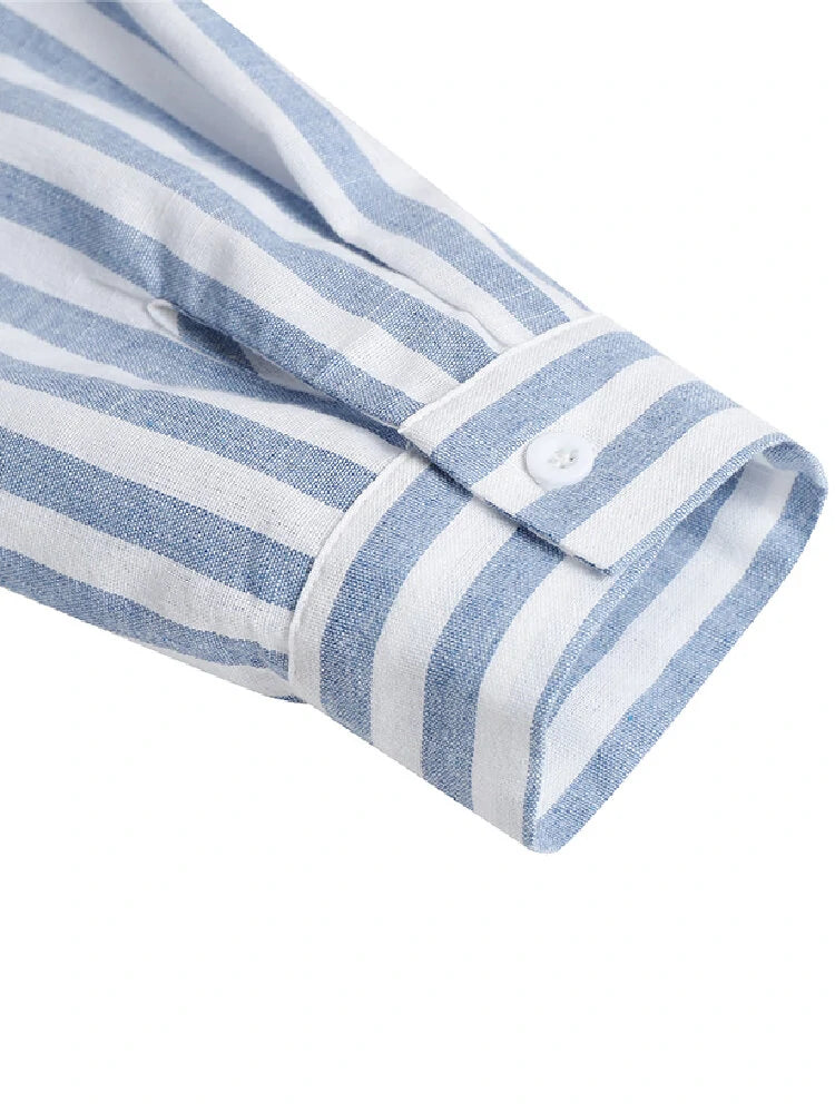 ZANZEA Women 100% Cotton Classical Striped Print Lapel Button Front Lace-Up Casual Shirt Dress