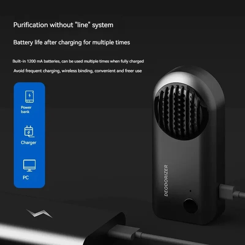 1200mAh Air Purifier Ozone Active Deodorizer Car Odor Eliminator Electronic Intelligent Odor Eliminator Ozone Purifier for Car Home Refrigerator