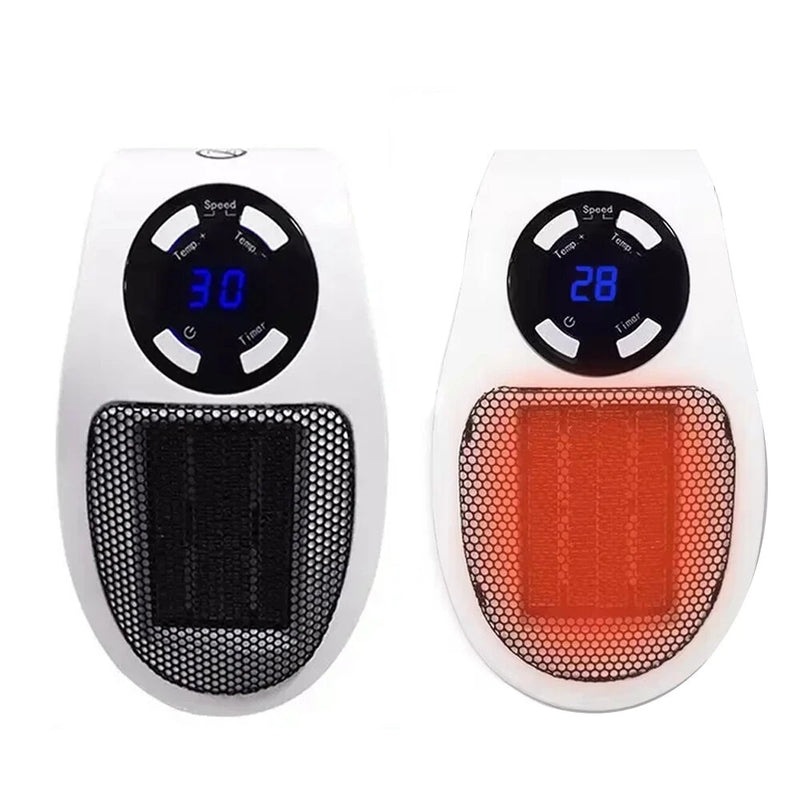 Portable Wall-Mounted Electric Heater 500W Low Energy Consumption Adjustable Thermostat LED Display Overheat Protection Remote Control Rotation Plug