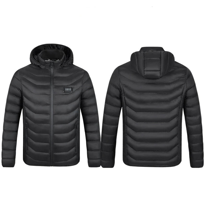 TENGOO HZ-23 23 Zones Heated Jacket - Four-control, USB & DC Port, Smart Thermal Warm Jacket Uniex Heated Hooded Coat Outdoor Sportswear
