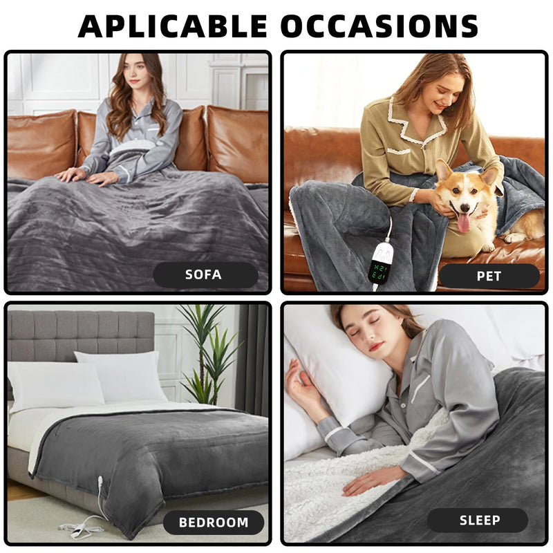 Baban 150*180cm Electric Heated Blanket Heating Bed Blankets Throw with 6 Heating Levels 10 Hours Auto Off Over-Heated Protection Ultra Soft Warm Flannel ETL Certified