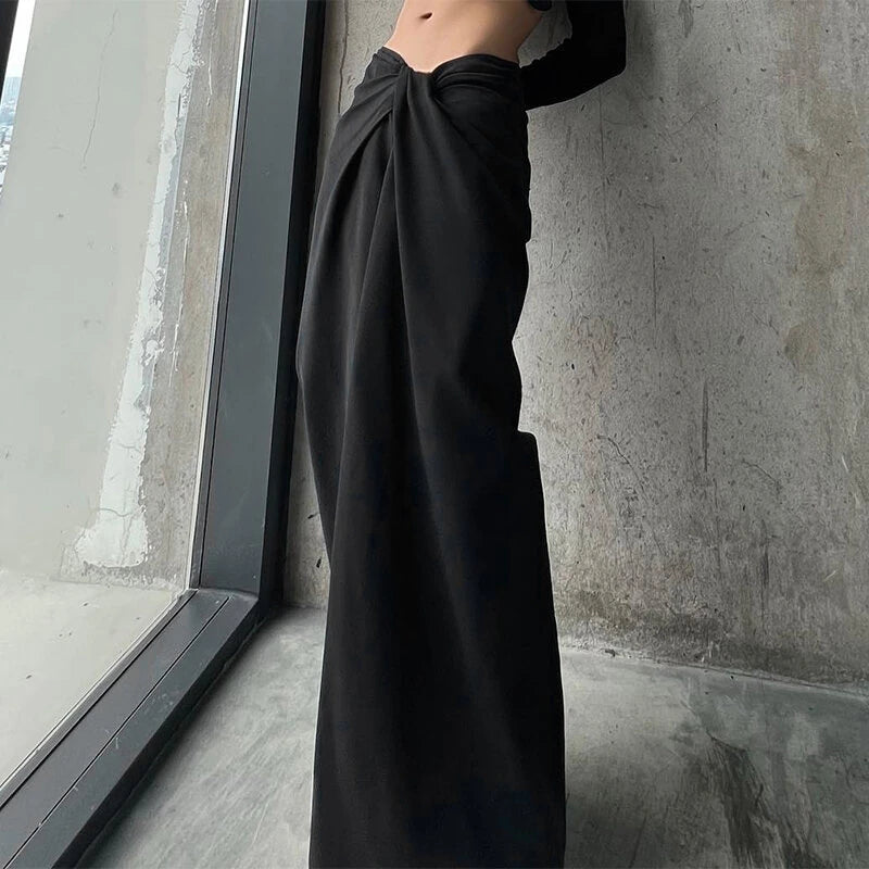 INCERUN Mens Deconstructed Twist Design Solid Color Pants Fashion Wide Leg Back Zipper Trousers Party Streatwear Large Size S-5XL