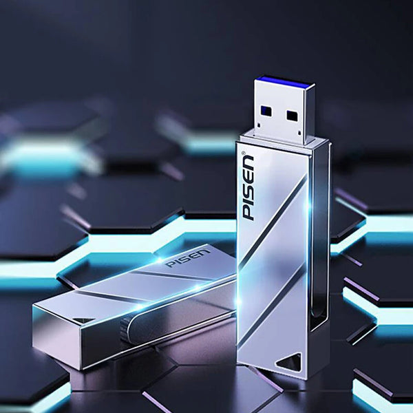 Pisen USB3.0 Flash Drive 256G/128G/64G 120MB/S Fast Reading Speed Pendrive 360 Rotary Portable Zinc Alloy Memory U Disk for PC Laptop Computer Offices
