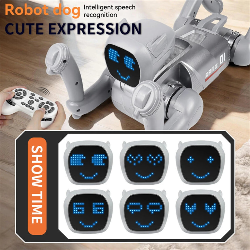 2.4GHz Remote Control Mechanical AI Intelligent Robot Dog Programming Interactive Toy Voice App Bluetooth Control for Children Gift