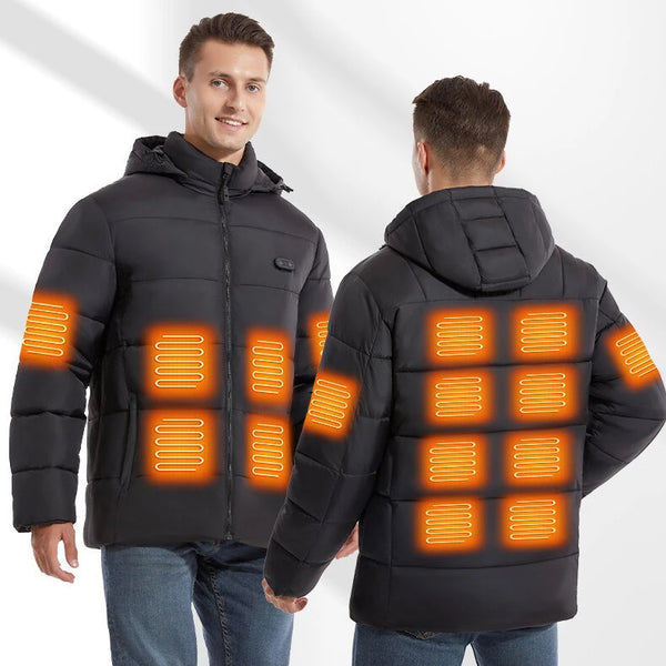 TENGOO HJ-15G Heating Jacket 15 Heated Areas Coat Army Green Fashion USB Charging Winter Plus Size Warm Outdoor Hiking Camping Electric Heating Jacket