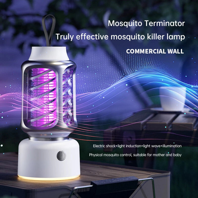 360 Electric Shock Mosquito Killer Lamp USB Charging Portable Household Electric Mosquito Killing Photocatalyst Outdoor Camping Dual Lighting Modes