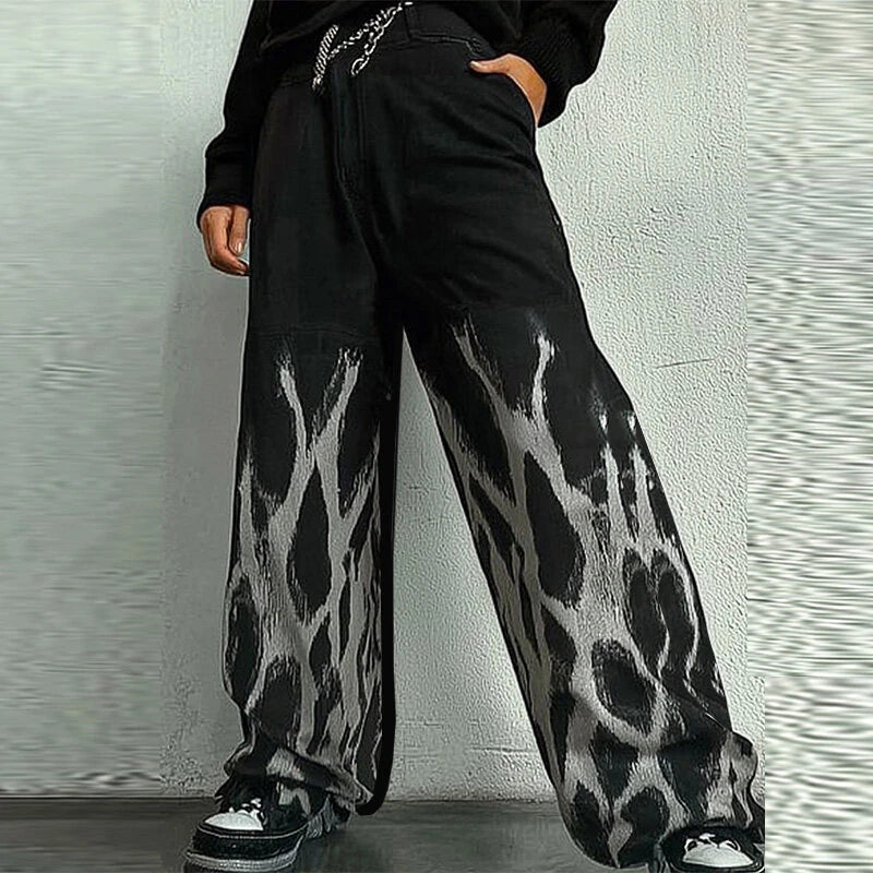 INCERUN Mens Casual Print Color Block Pant Zipper Button Casual Loose Fit Long Pants with Pockets for Men S-5XL