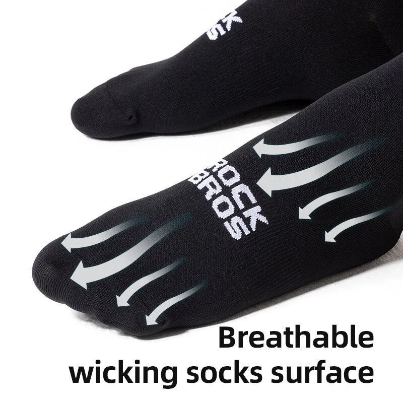 ROCKBROS Breathable Sweat-wicking Cycling Socks High Elastic Soft Comfy Knee-high Socks Outdoor Jogging Sports Socks