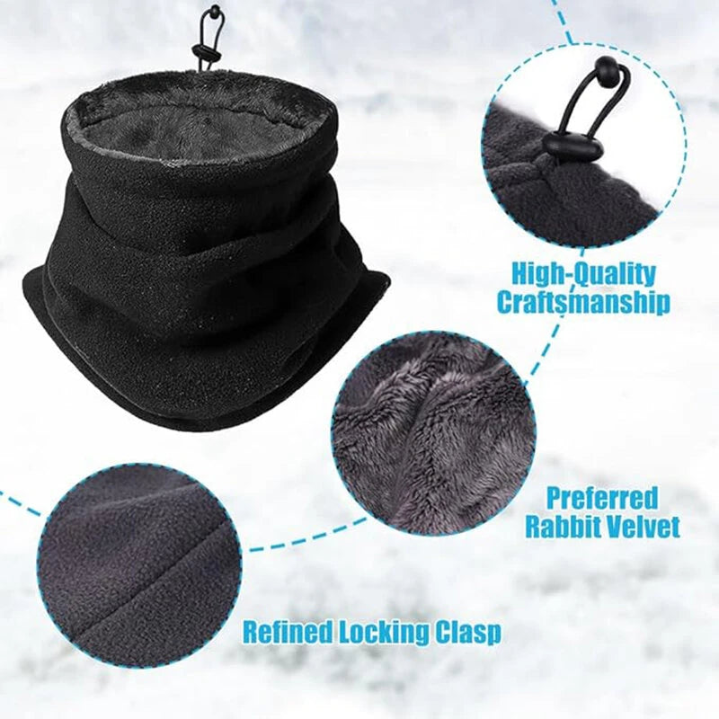 TENGOO 1pc Winter Thickened Fleece Outdoor Cycling Scarf, Warm Neck Gaiter, Windproof Dust Mask, Polar Fleece Neck Cover