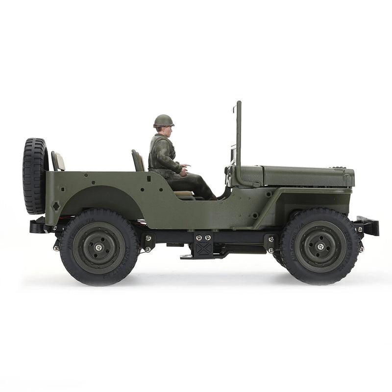 LUXINGZHE 2506-1 RTR 1/16 2.4G 4WD 1941 Willys MB for Jeep Military Truck Off-Road Climbing LED Light Alloy Body Shell Metal Frame Drive Shaft Gear Rock Crawler Full Proportional Retro Simulation Vehicles Models Toys