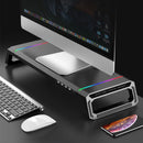 ICE COOREL T1 Multifunctional Monitor Riser Stand with 3USB2.0+USB3.0 Expansion Ports / Storage Drawers / Phone Stand RGB Lights Foldable Design Computer Heighten Support Stand