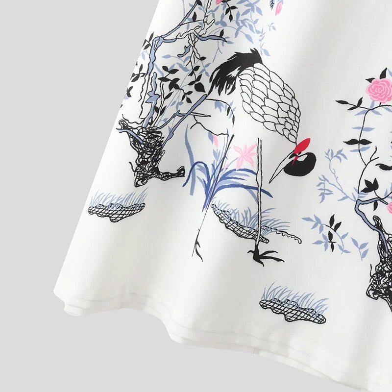 ZANZEA Elegant Style Women's Dresses Casual Short Sleeved Party Floral Printed Loose Mini A-Line Dress