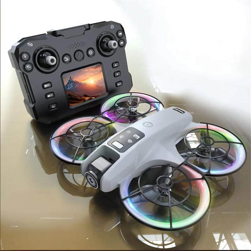 XKJ K200 MAX WiFi FPV with LCD Screen Controller HD Dual Camera Electrically Adjustable Optical Flow Hover Automatic Obstacle Avoidance Dazzling 7-Lights Circle Protection Brushless 2.4G 4CH 6-Axis Remote Control Toys RC Drone Quadcopter RTF
