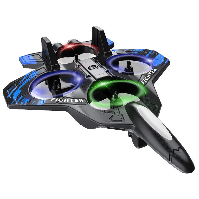 CZ01 2.4G EPP Hover Fighter Glider One-Key Circling 360 Roll 4 Turbofans 4CH LED RC Drone Airplane Quadcopter Stunt Glider RTF