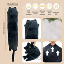 IPRee USB Heated Small Black Cat Pillow Heating Pad for Period Cramp 5 Temperature Levels 5 Timer Setting 50cm/19.7" All Season Blanket & Bed Warmer for Bed, Couch, Floor