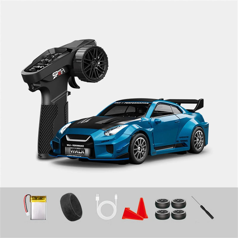 Hstar D43-02 RTR 1/43 2.4G 4WD Drift RC Car Gyro Mini Full Proportional Alloy Body Shell LED Light Remote Control High-Speed Motor On-Road Racing Vehicle Model Boys Gifts Toys