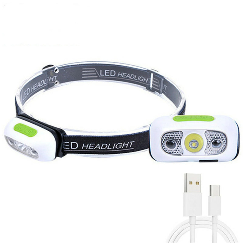 Outdoor Intelligent Sensing Headlight USB Charging Strong Bald Headlight LED Night Fishing Portable Night Running Light