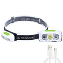 Outdoor Intelligent Sensing Headlight USB Charging Strong Bald Headlight LED Night Fishing Portable Night Running Light