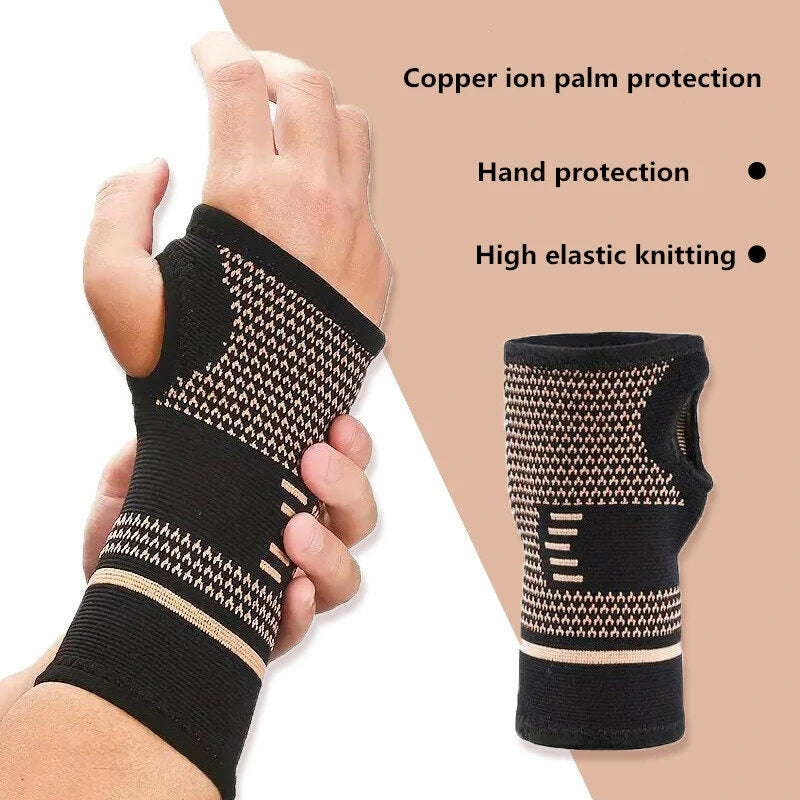 1PCS Sport Wrist Strap Copper Fiber Anti-slip Breathable Protect Wrist Hand Sleeve for Gym Basketball Workout