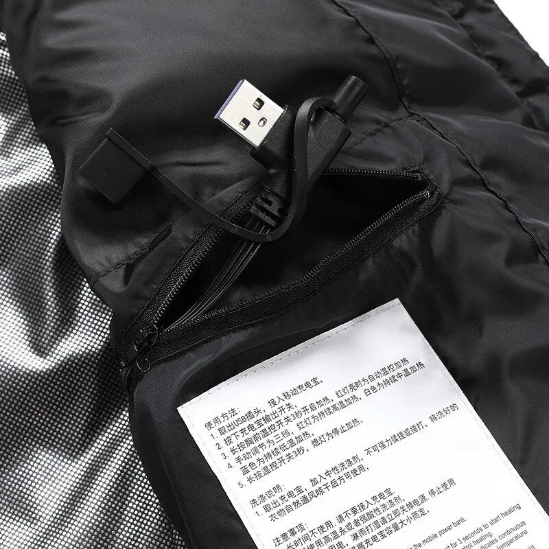 TENGOO HP-15 Uniex Heated Vest- 15 Areas Heating Temperature, with Digital Display, USB & DC Electric Thermal Clothing Winter Warm Vest Outdoor Sports Coat