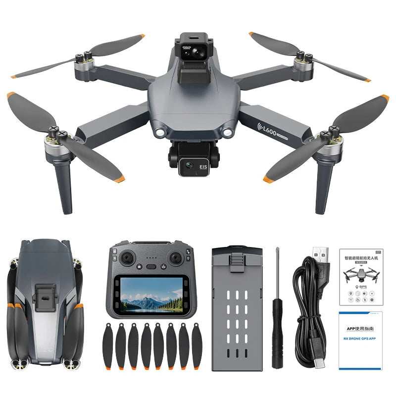 LYZRC L600-1 PRO MAX GPS 5G WiFi FPV with 5.9inch LCD Screen Controller 4K HD Dual Camera 3-Axis EIS Gimbal 360 Obstacle Avoidance Brushless Foldable RC Drone Quadcopter RTF