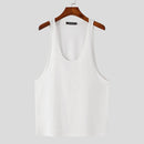 INCERUN Mens Tank Top Solid Color Sport Tanks Scoop Neck Tank Top Summer Comfy Gym Sleeveless Top