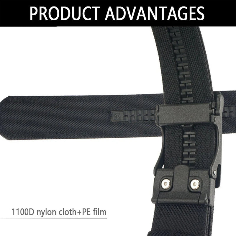 TUSHI 120cm Automatic Buckle Men Tactical Belt 1100D Nylon Thickened Hardened Double-layer Military Girdle for Outdoor Sports