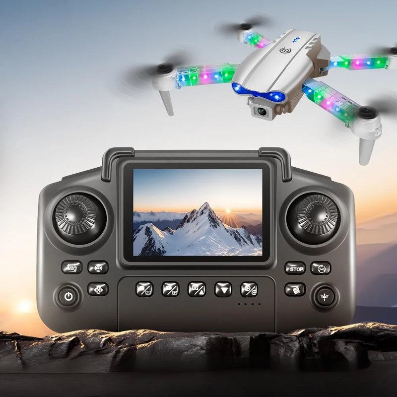 YLR/C E99 / E99D WiFi FPV with LCD Screen Controller HD Dual Camera Lighting Arms Optical Flow Positioning Colorful LED Light Foldable RC Drone Quadcopter RTF