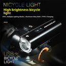 BENGGUO 1100LM Bicycle Headlight High-brightness IPX4 Waterproof Type-C Charging 8 Modes Bike Front Light for MTB Night Riding Safety