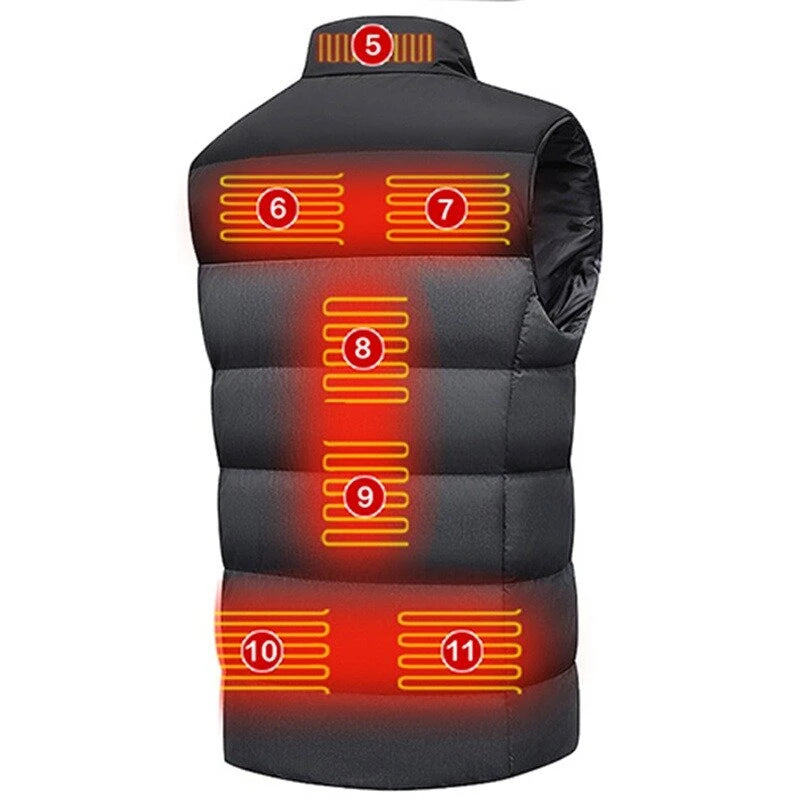 TENGOO HV-11 Unisex 11Heating Area Vest 3-Gears Heated Jackets USB Electric Thermal Clothing Winter Warm Vest Outdoor Heat Coat Clothing