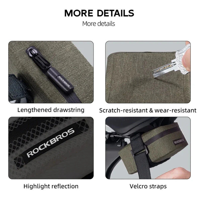 ROCKBROS 0.4L Mini Bicycle Saddle Bag Tail Bag Lightweight Waterproof Portable Wear-resistant MTB Road Bike Bag