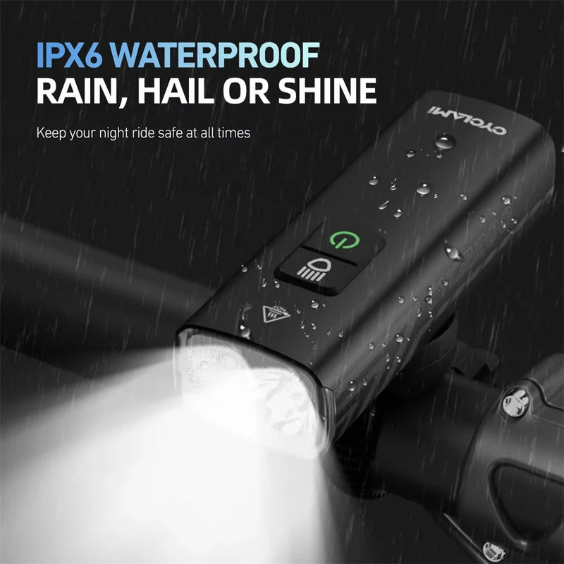 CLAMI BR 2000 Lumens Bicycle Headlight 4500mAh 5 Gears IPX6 Waterproof Type-C Charging High Brightness Bike Front Lights for Road Cycling Safety