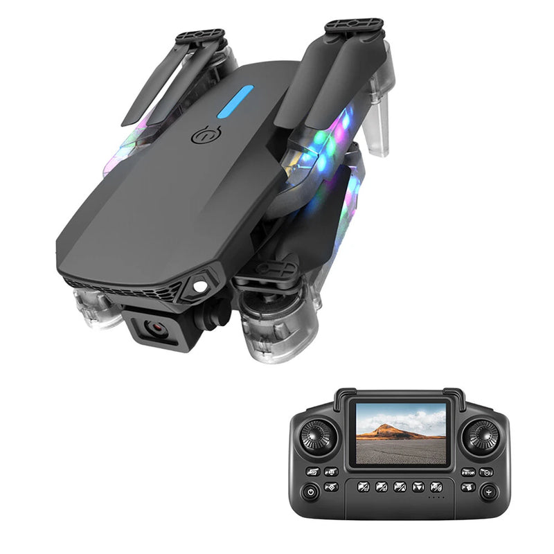 YLR/C E88 / E88D WiFi FPV with LCD Screen Controller HD Dual Camera Lighting Arms Optical Flow Positioning Colorful LED Light Foldable RC Drone Quadcopter RTF