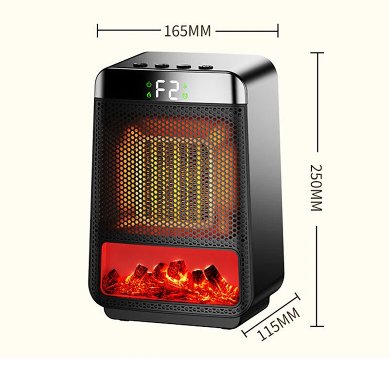 Portable Desktop Electric Flame Heater 1500W Mini Fast Heating PTC Ceramic Space Fireplace Winter Household Small Electric Heater
