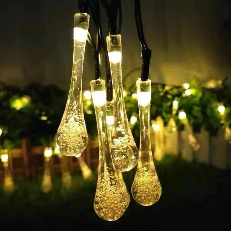 IPRee 7 Meter/50 LED Solar Droplet Lights String Outdoor Waterproof Garden Lawn Paths Fencing Wedding Party Holiday Decora Solar Powered Light