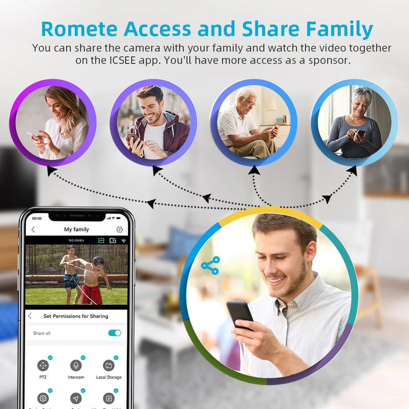 Wireless HD 3MP+3MP Binocular Camera ICSEE APP PTZ Monitoring Outdoor Home WIFI Camera