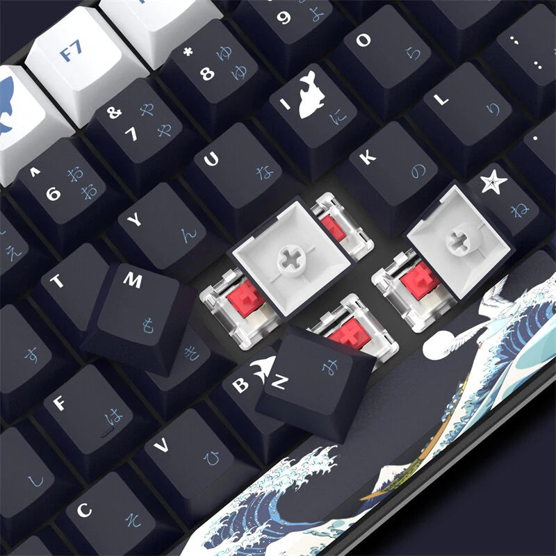XVX 132 Keys Black Coral Sea PBT Keycap Set Cherry Profile Sublimation Japanese Custom Keycaps for Mechanical Keyboards