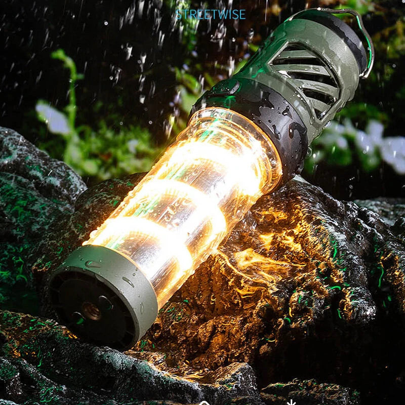 3 in 1 Camping Lantern USB Rechargeable Camping Light 1500mAh High Power Mosquito Lamp IP44 Waterproof with Triangle Bracket Telescoping Tripod Outdoor Light for Outdoor Camping