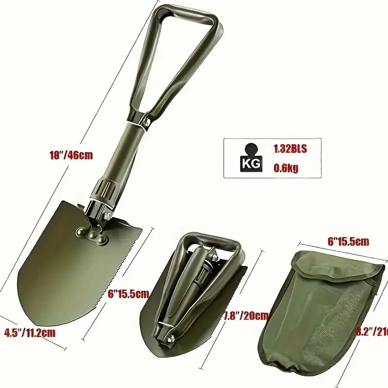 IPRee Outdoor Folding Shovel Steel Multifunctional Camping Tool Survival Shovel With Storage Bag For Outdoor Adventures