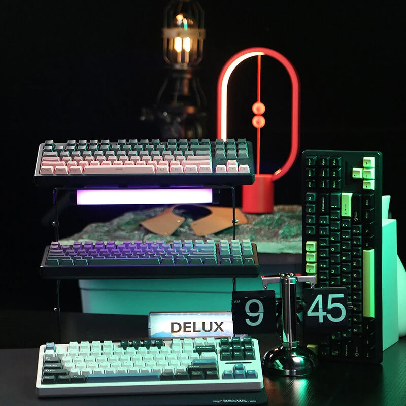 Delux KM87PRO Mechanical Gaming Keyboard Three-mode Gasket Structure Hot Swappable 87 keys Layout RGB Two-color Injection PBT Keycaps Rechargeable Wired E-sports Gamer Keyboards