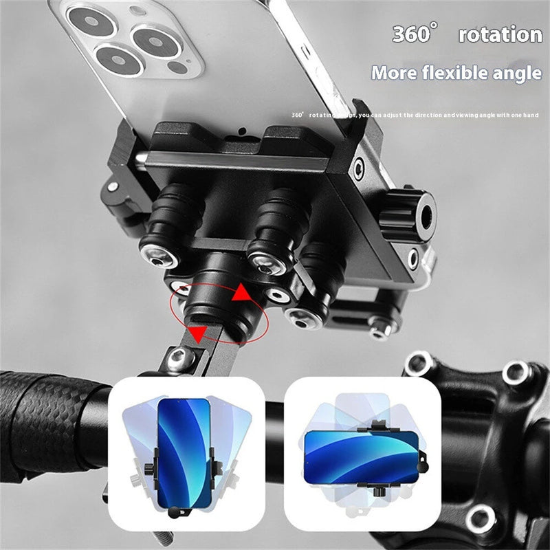 BENGGUO Aluminum Alloy Bike Phone Mount Quick Release Shock-absorbing Anti-slip Universal Motorcycle Handlebar 360 Rotation Phone Holder
